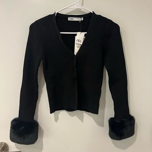 Brand New with Tag Zara Cardigan with Faux Fur